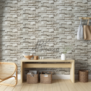 Tapete în relief imitație de piatră în bej