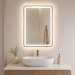 Oglindă de baie Bianca cu iluminare LED și funcție anti-aburire – ramă aurie, 60x80 cm