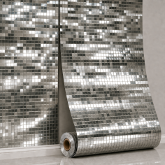 Panou perete autoadeziv Mini Cuburi – Argintiu 280x60x0.25 cm