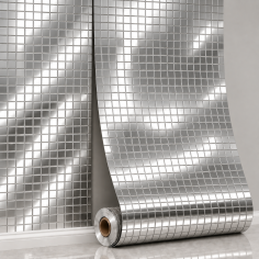 Panou perete autoadeziv Mini Cuburi – Argintiu 280x60x0.25 cm