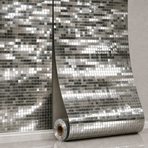 Panou perete autoadeziv Mini Cuburi – Argintiu 280x60x0.25 cm