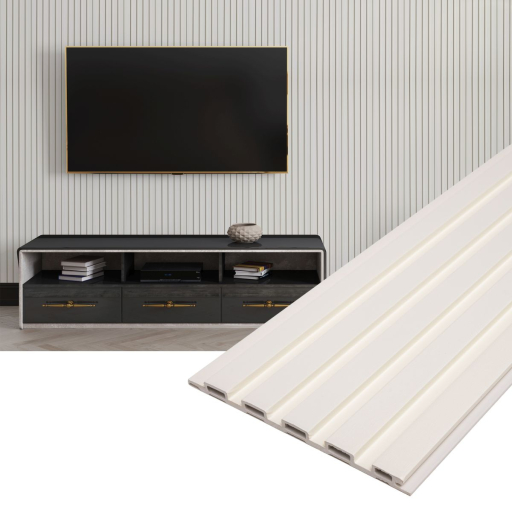 Panoul decorativ din PVC alb cu dimensiuni 15х1х270 cm