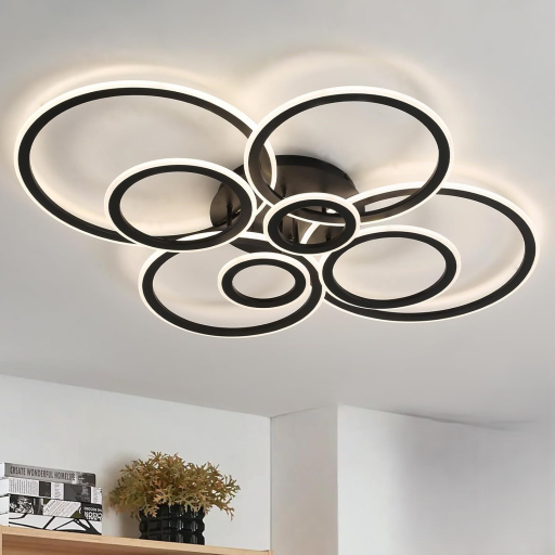 Lustră LED Anastelia – Neagră, 3 culori de lumină