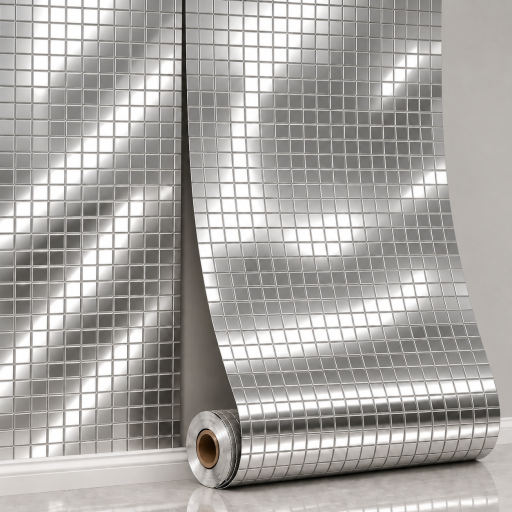 Panou perete autoadeziv Mini Cuburi – Argintiu 280x60x0.25 cm