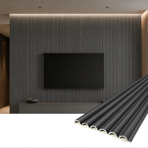 Panou decorativ PVC oval Talis– Gri închis mat 270x16x1.5 cm