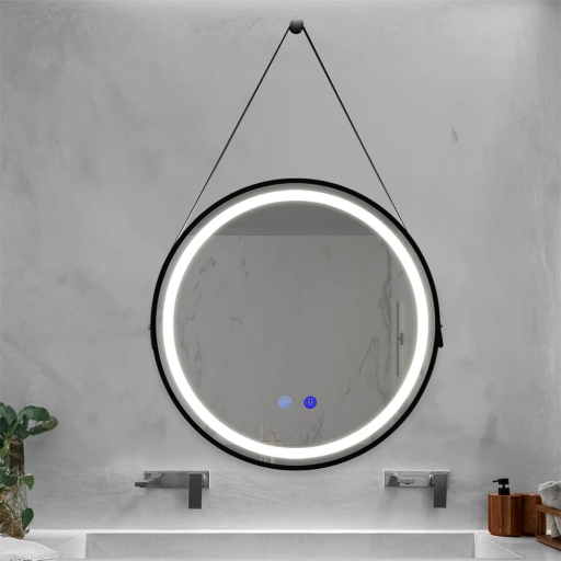 Oglindă de baie cu iluminare LED și funcție anti-aburire Senara – 70x70 cm